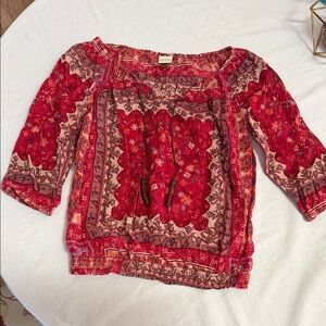 Sonoma Red and Pink Patterned Blouse
